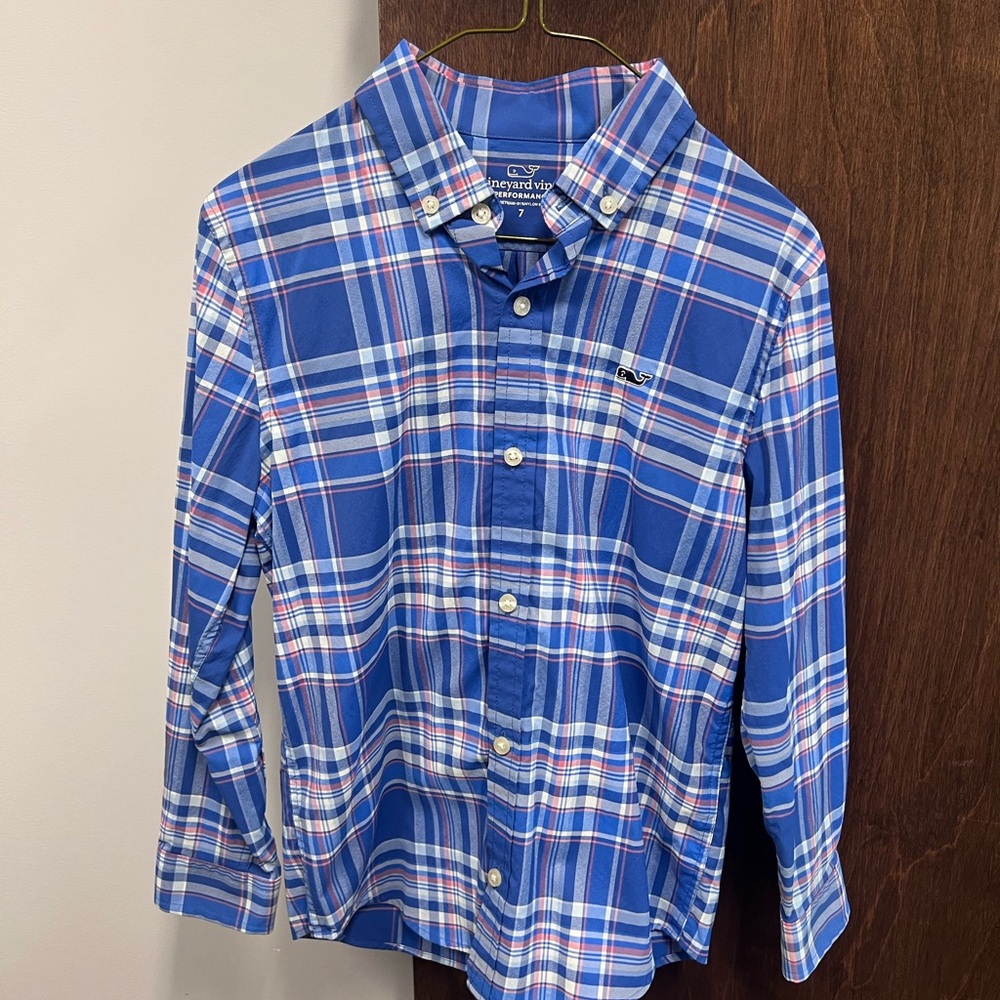 Vineyard Vines Kids Blue Plaid Shirt